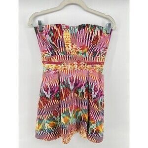 Guess Dress Strapless Tulip Mini with Pockets Size S Colorful NEW